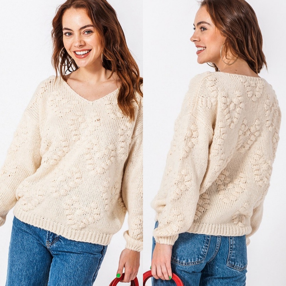 Heart textured popcorn sweater - Picture 1 of 7